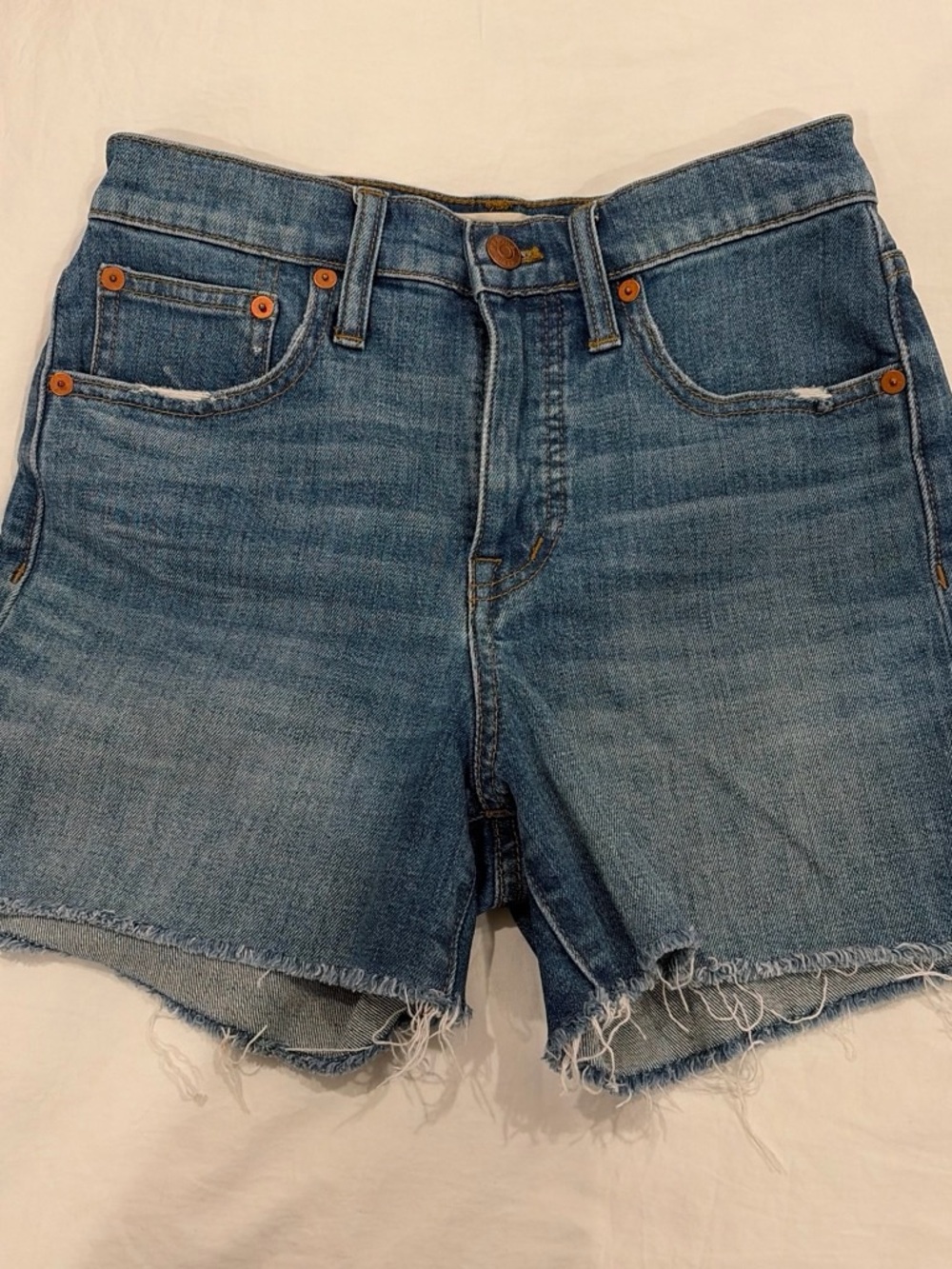 Madewell Light Wash Frayed Hem Denim Shorts